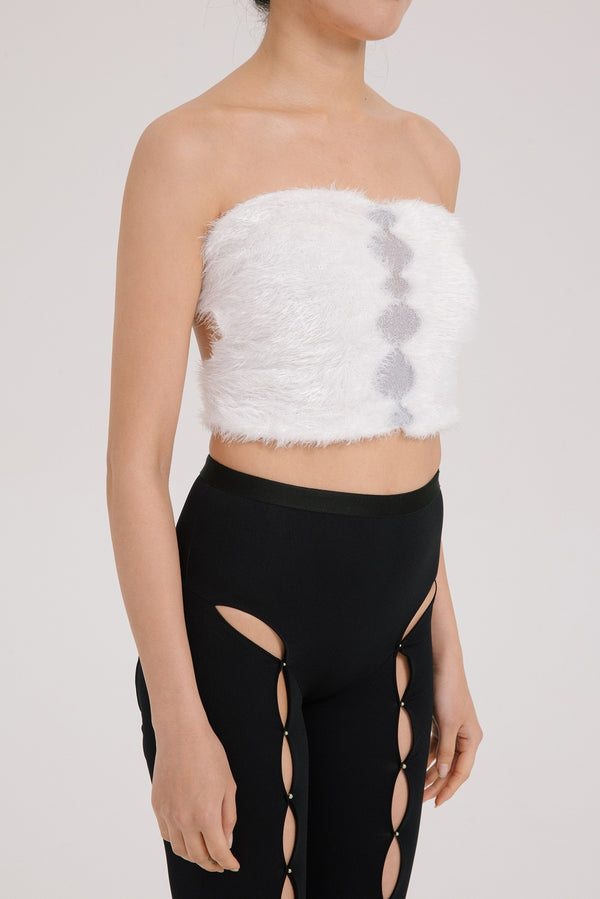 RUI Feather Intarsia Tube Top RUIFW21KN04 White Vapor